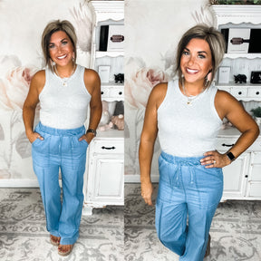 Feeling Alive Chambray Pants - Denim Blue