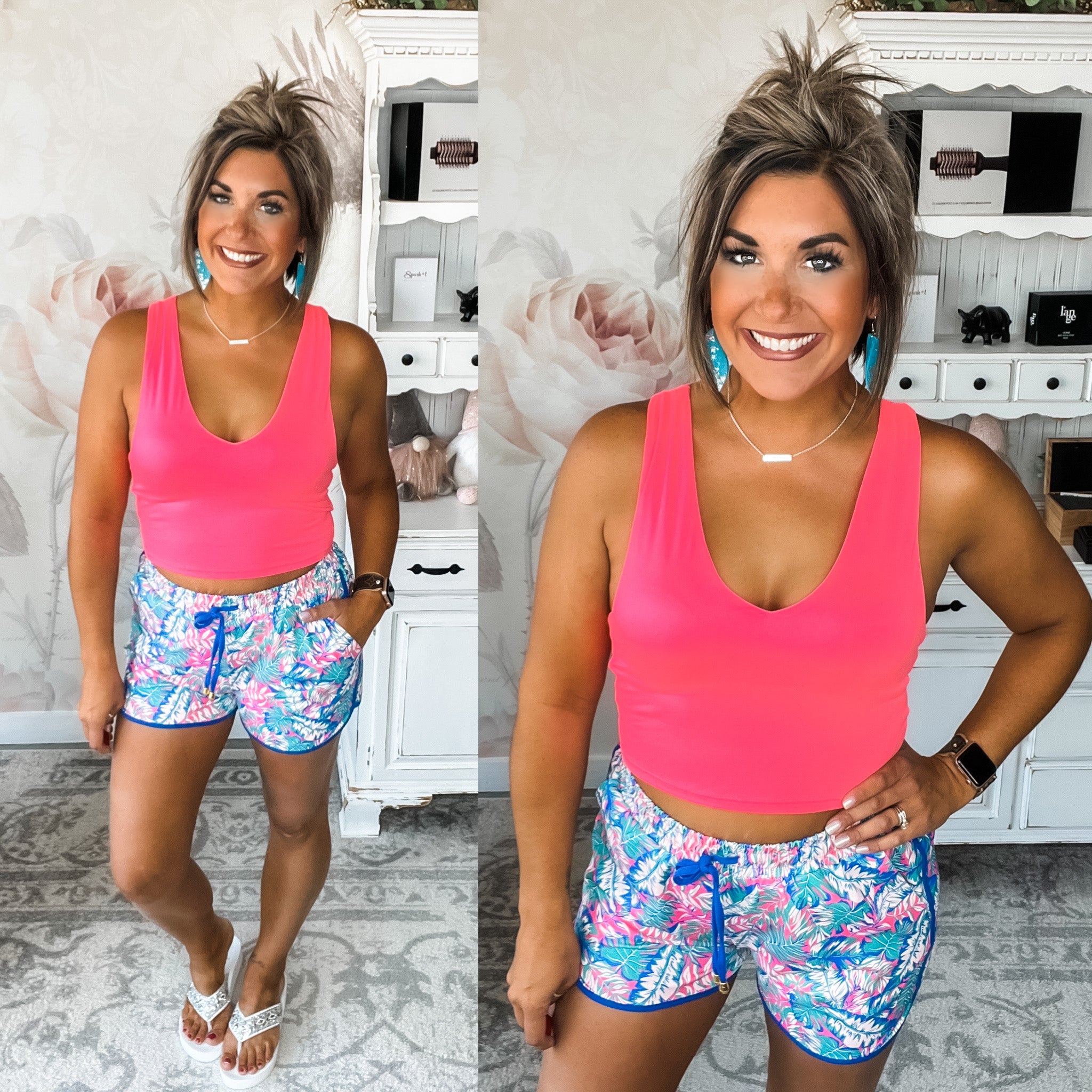 Make Your Point Crop Top - Neon Pink
