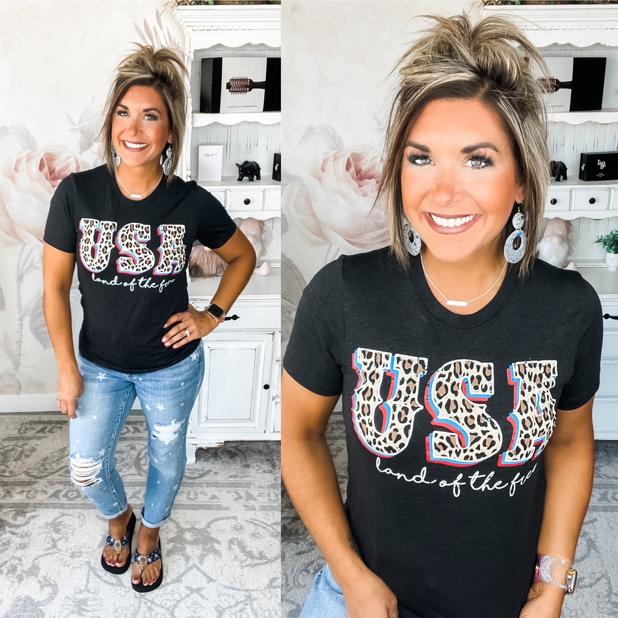 USA Leopard Graphic Tee