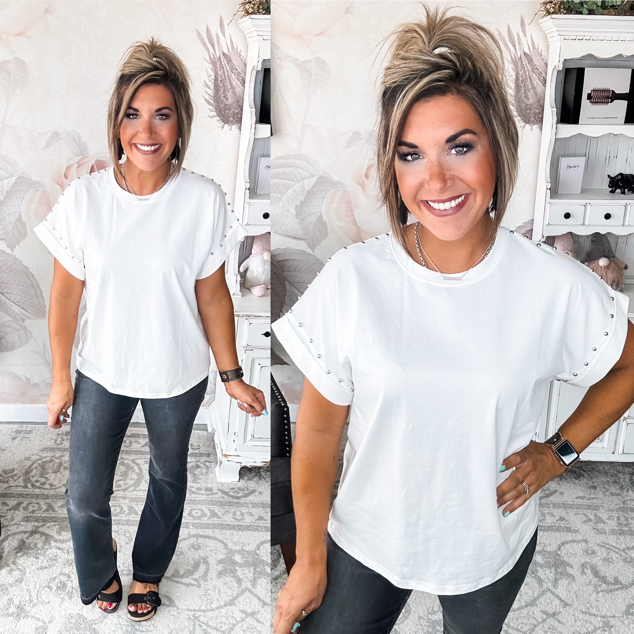 All Dolled Up Studded Tee - White
