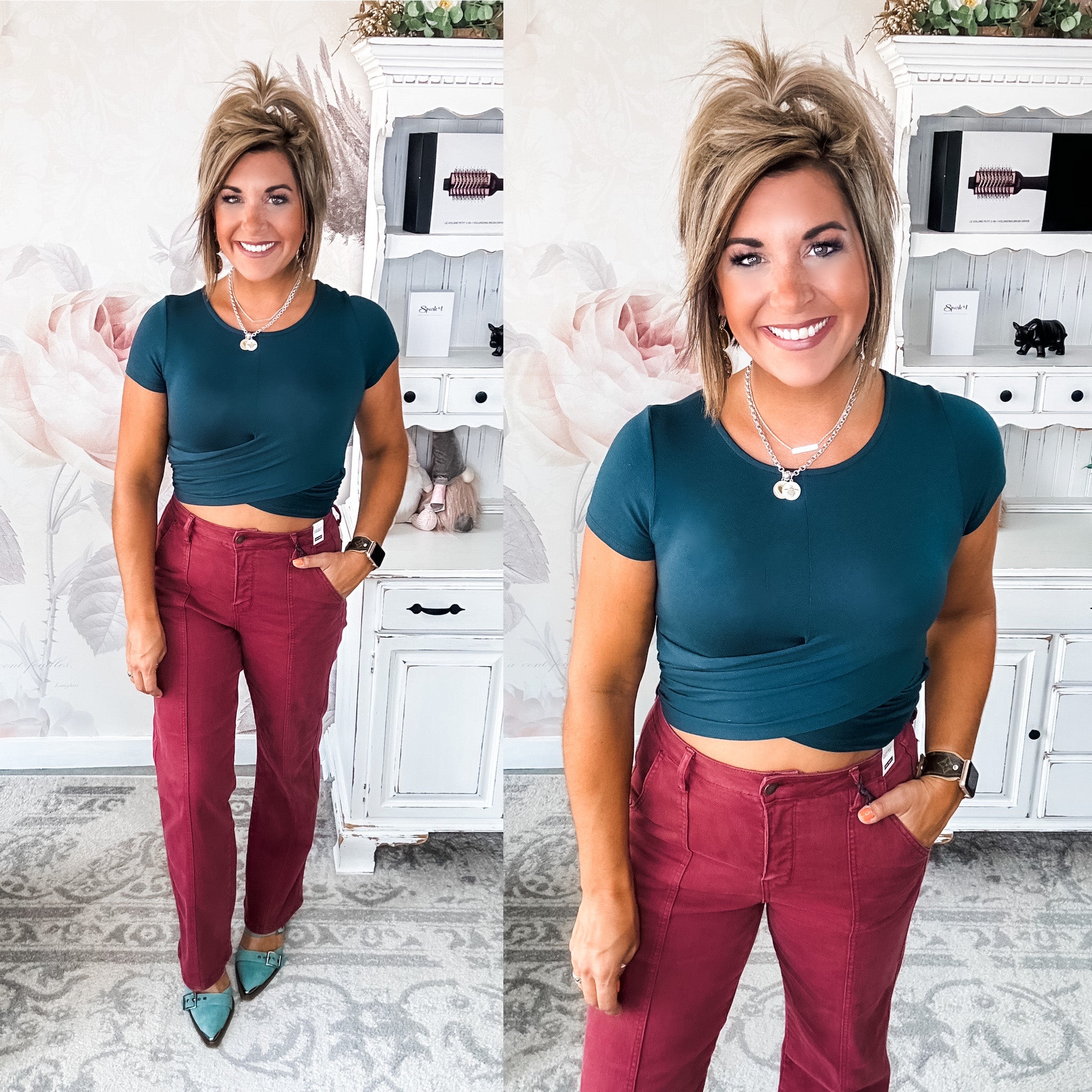 Judy Blue Front Seam Burgundy Jeans