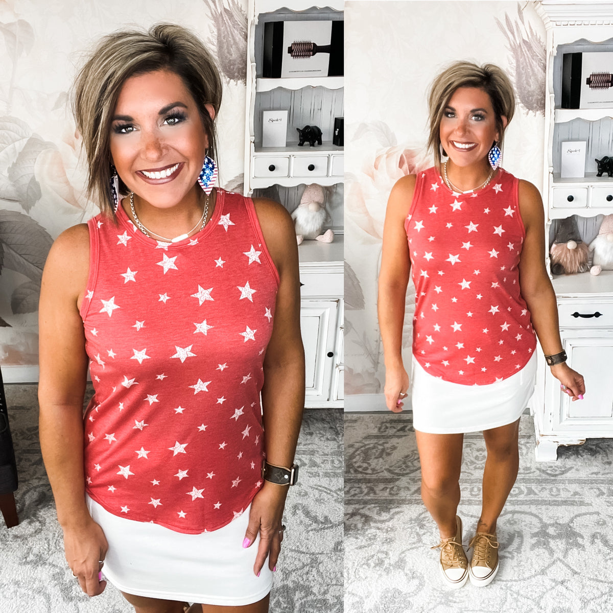 Stars Will Shine Muscle Tank - Heather Red
