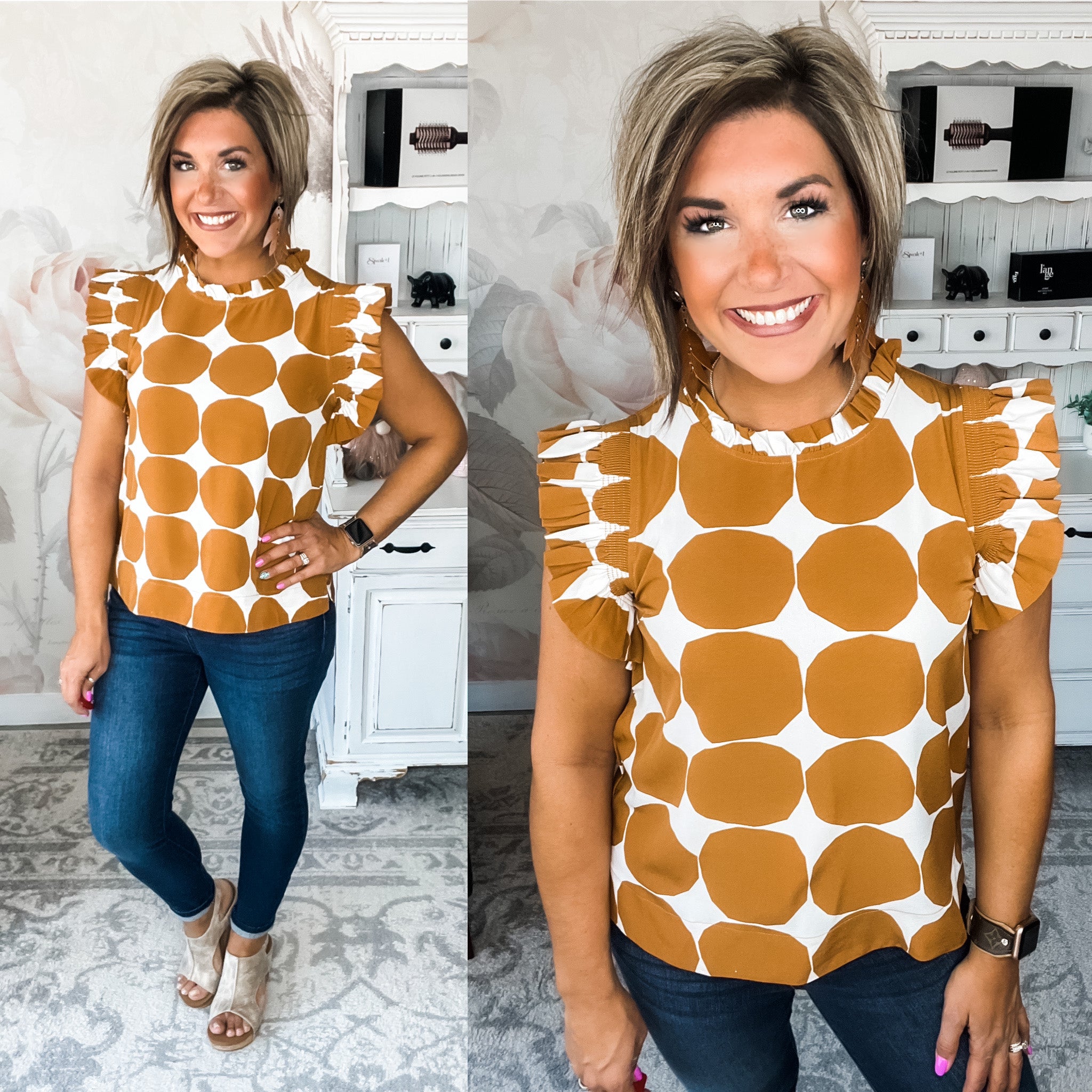 Out the Door Blouse - Toffee