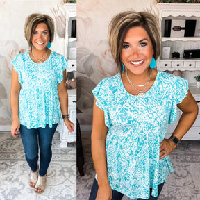 Scenic Outing Babydoll Top - Mint Boho