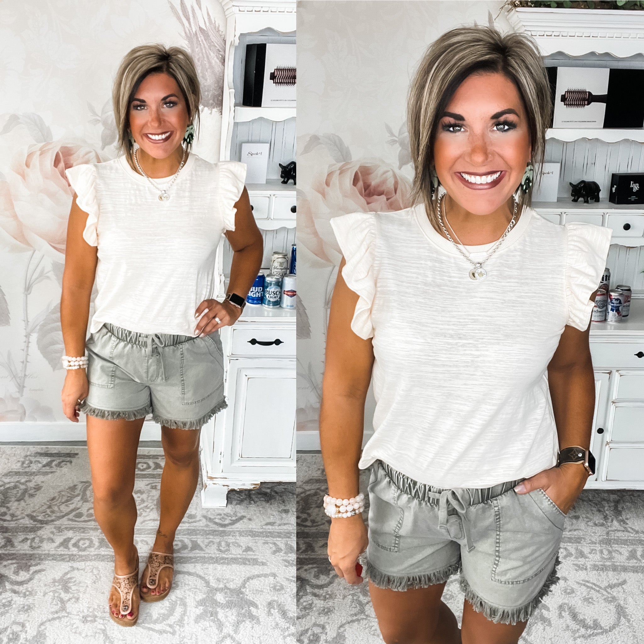 Going Astray Ruffle Sleeve Tee - Ivory