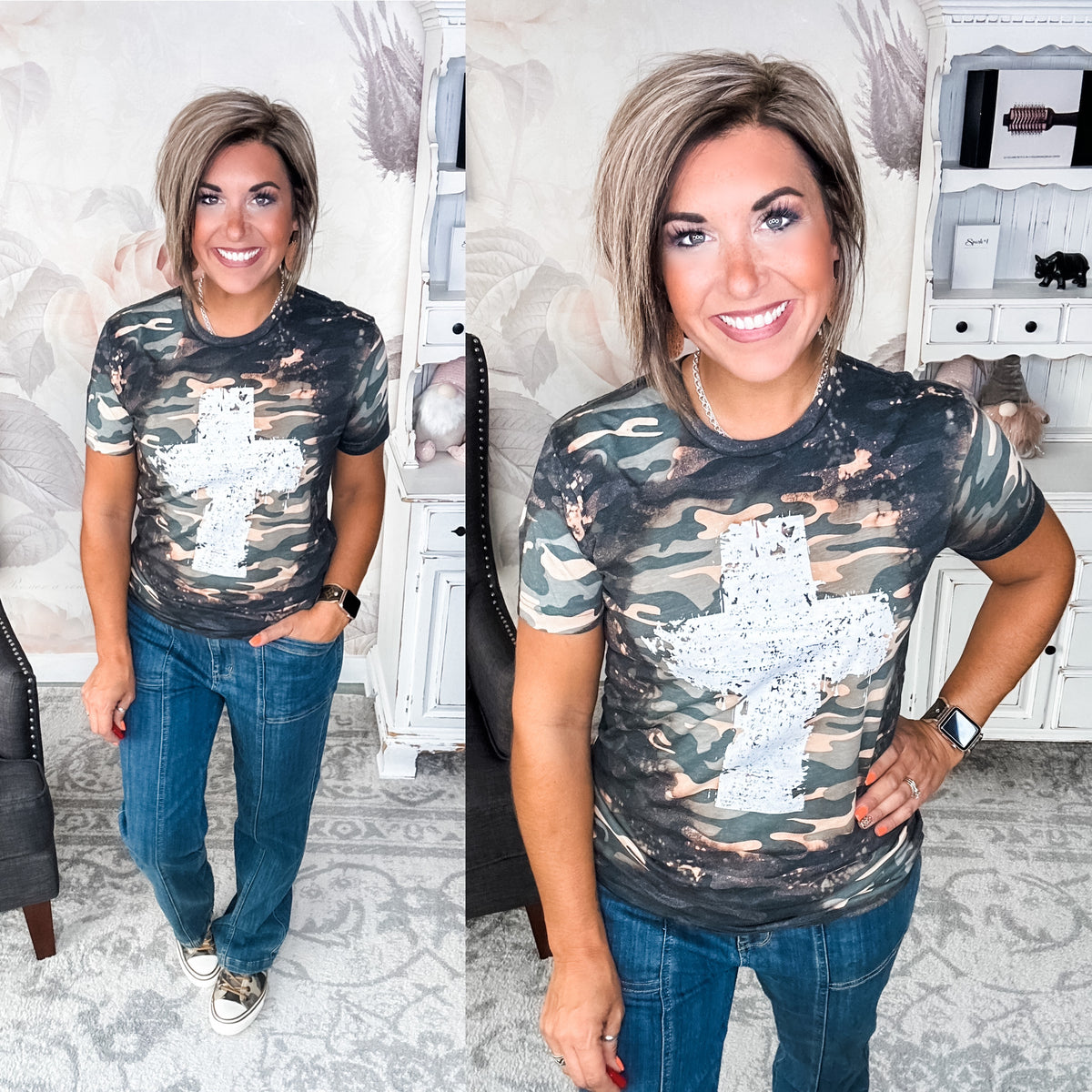 Bleached Camo Cross Graphic Tee