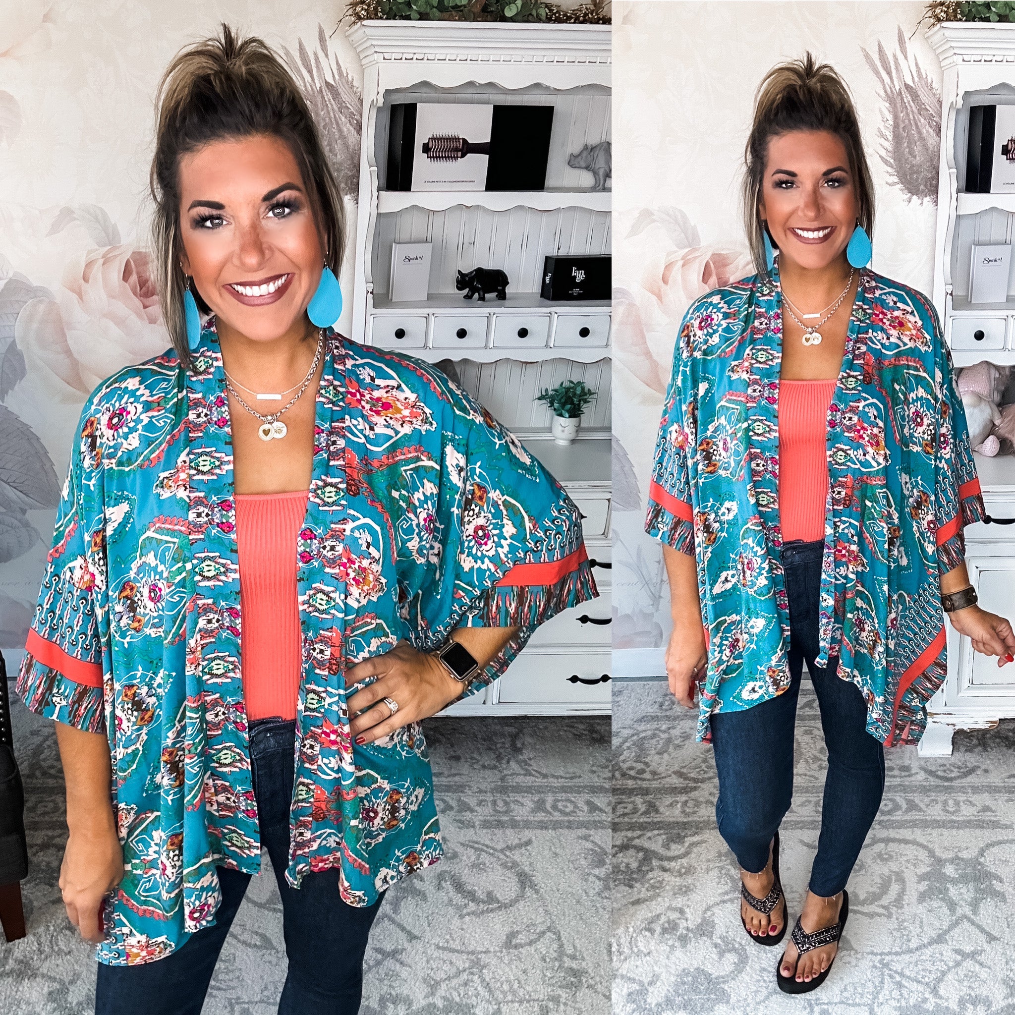The Perfect Mix Kimono - Turquoise