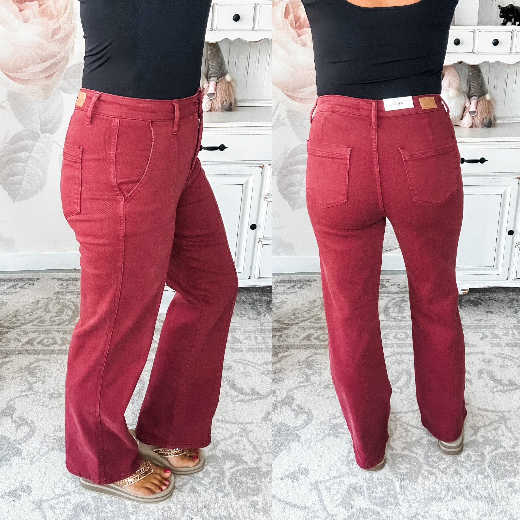Judy Blue Front Seam Burgundy Jeans