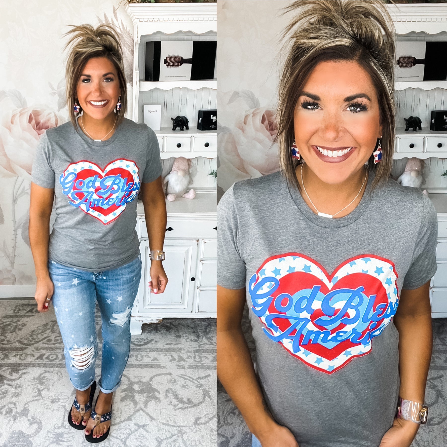 God Bless America Heart Graphic Tee