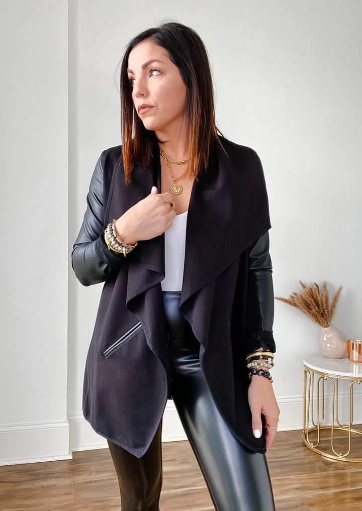 On Point Vegan Leather and Ponte Jacket