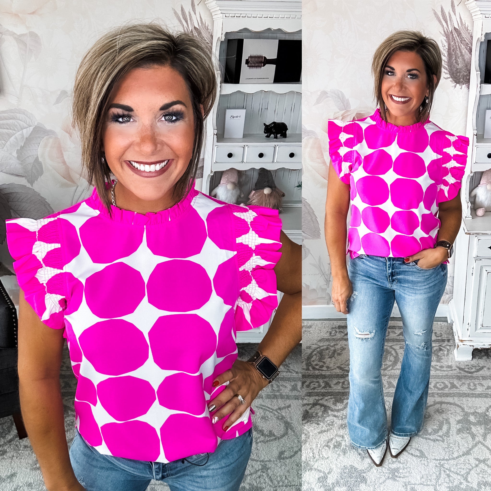 Out the Door Blouse - Hot Pink