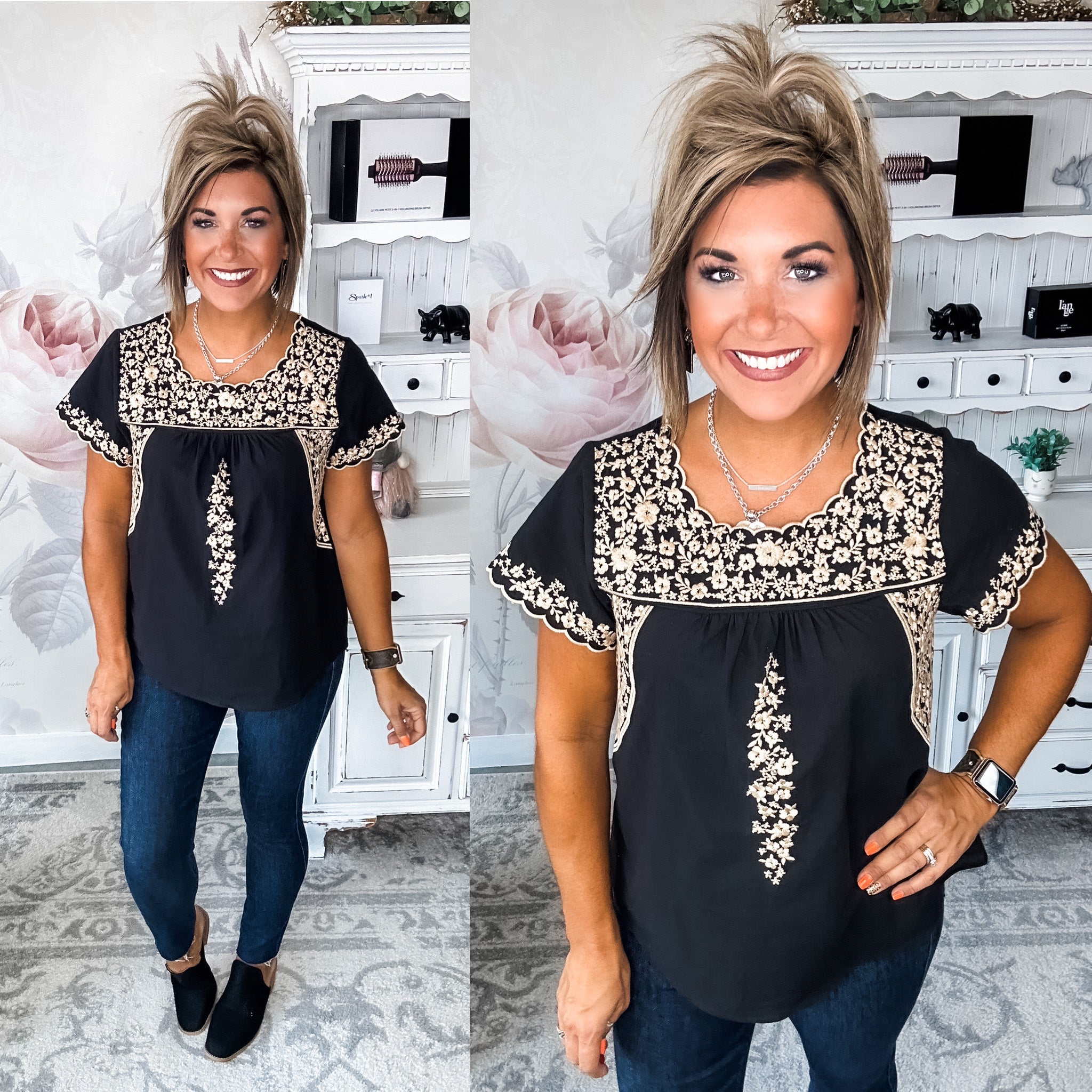 Good to See You Embroidered Blouse