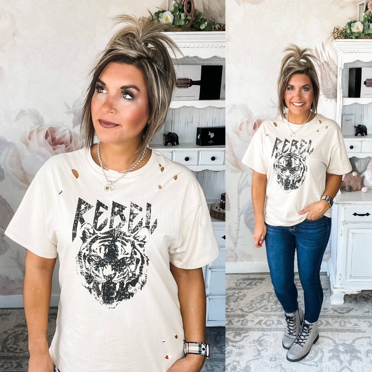 Rebel Distressed Graphic Tee