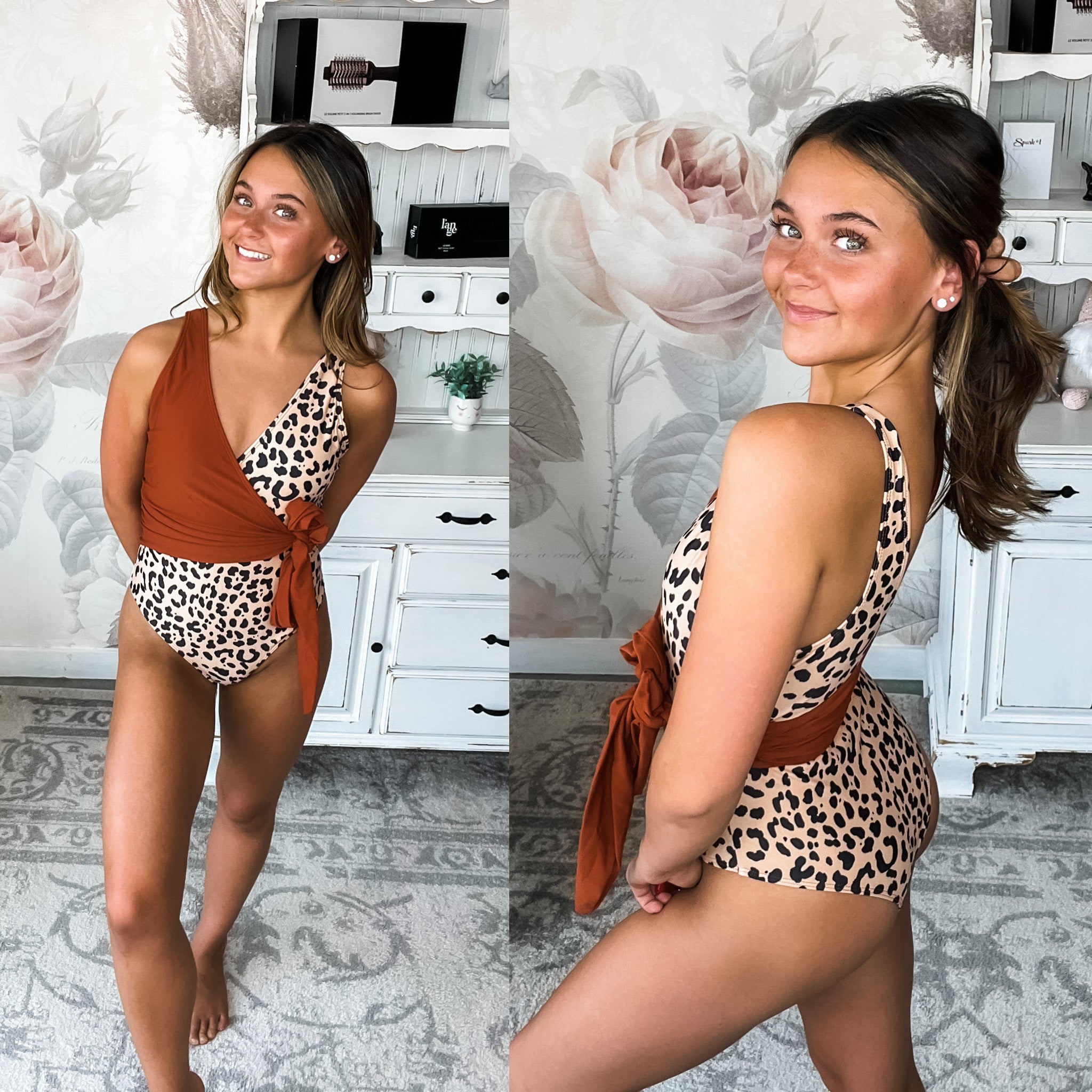 Wrap It Up Leopard Swimsuit - Rust