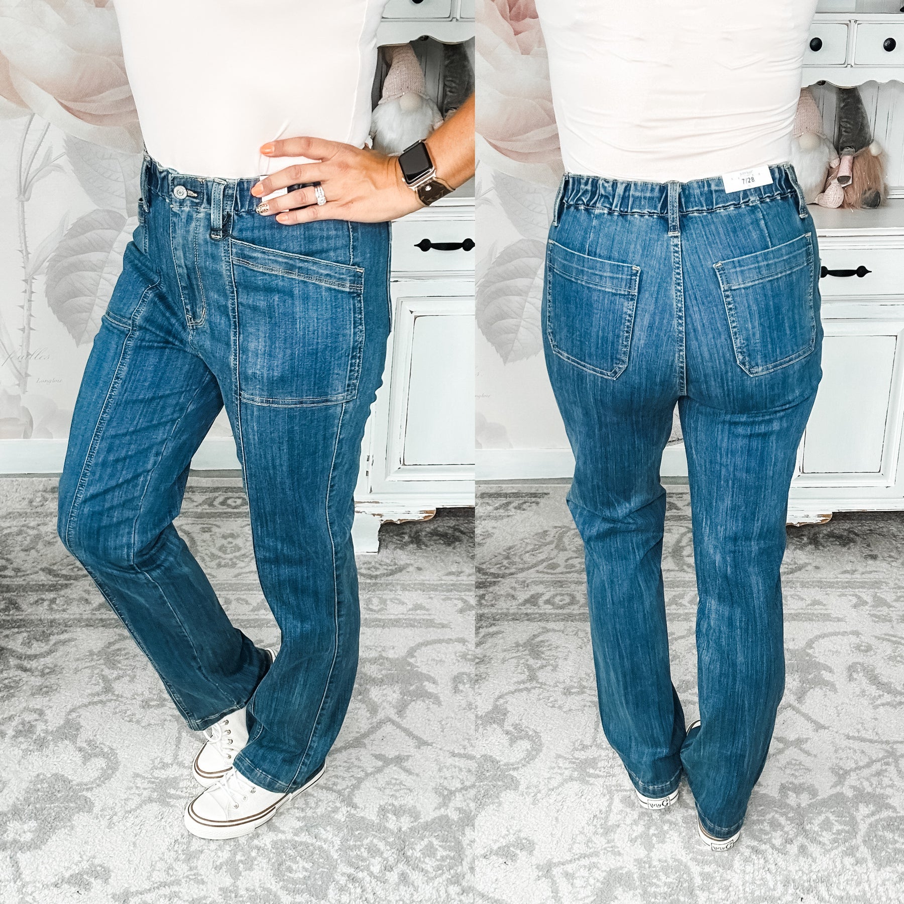 Judy Blue Elastic Waist Vintage Straight Jeans