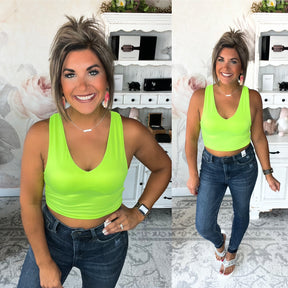 Make Your Point Crop Top - Neon Lime