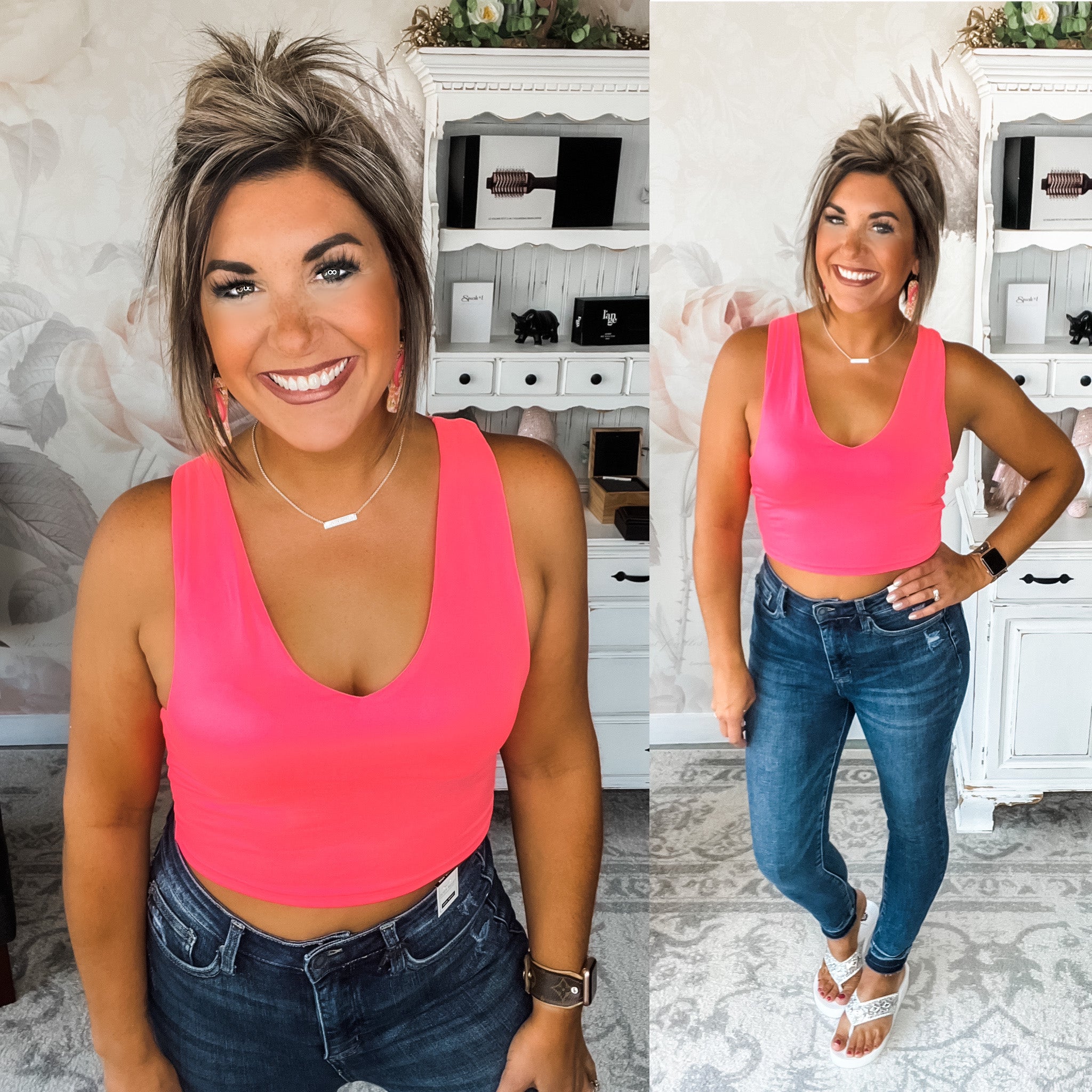 Make Your Point Crop Top - Neon Pink