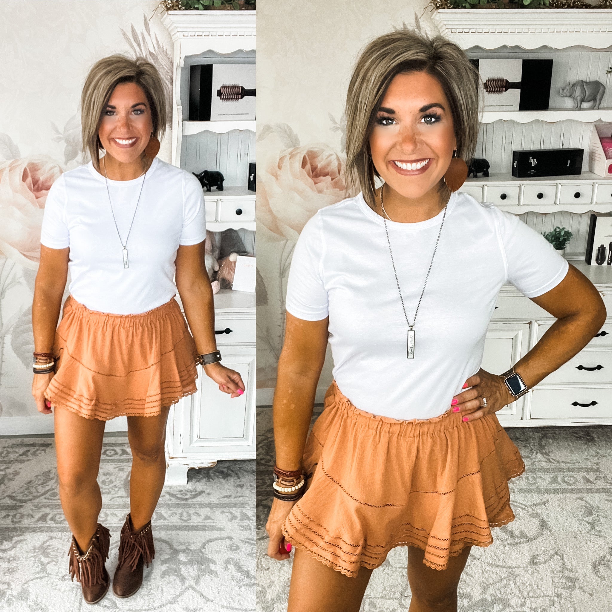 Look So Cute Skort - Terracotta