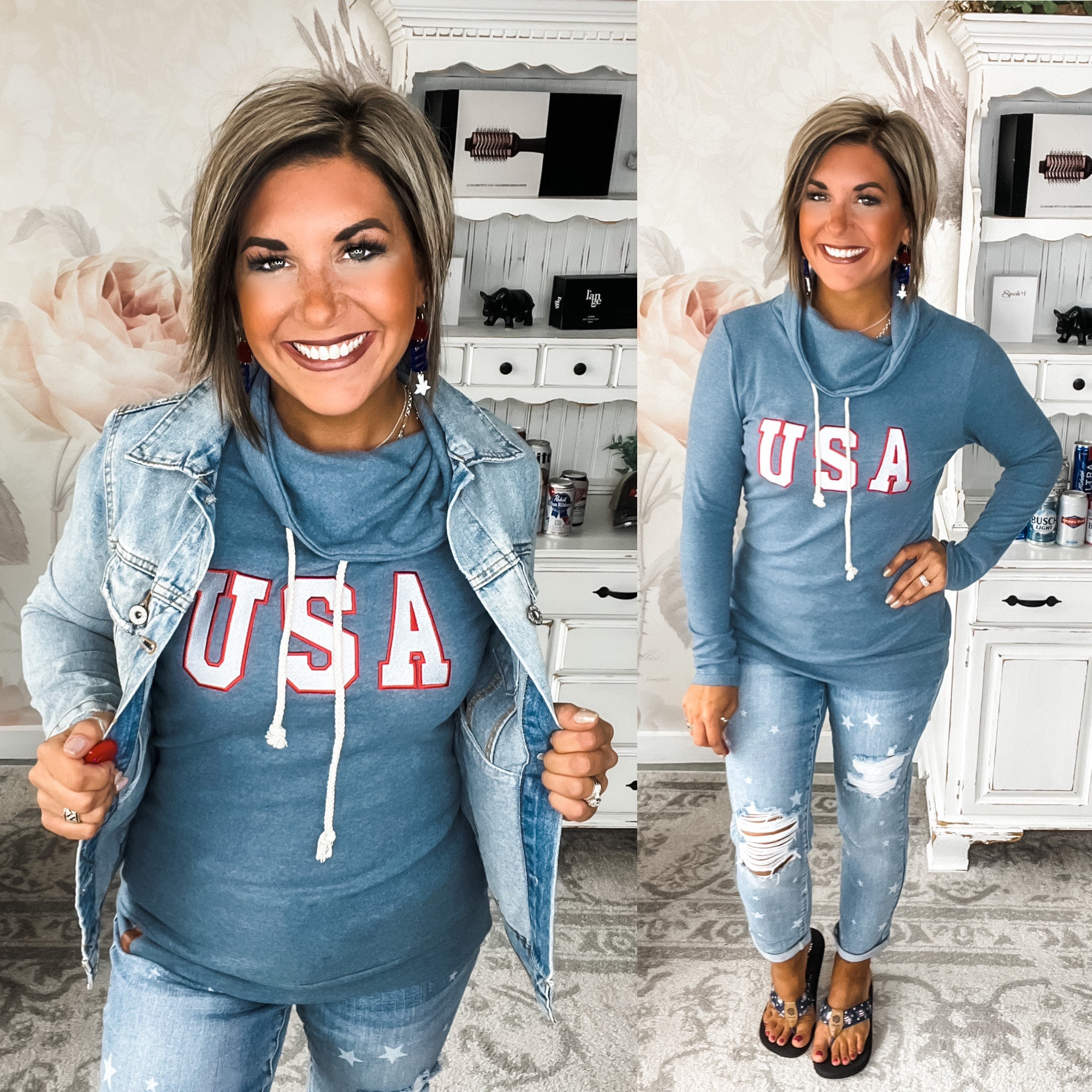 Ampersand Avenue Cowlneck Sweatshirt - Oh Say Can You See
