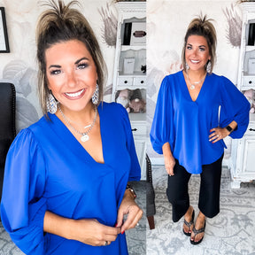 Be Yourself Blouse - Royal Blue