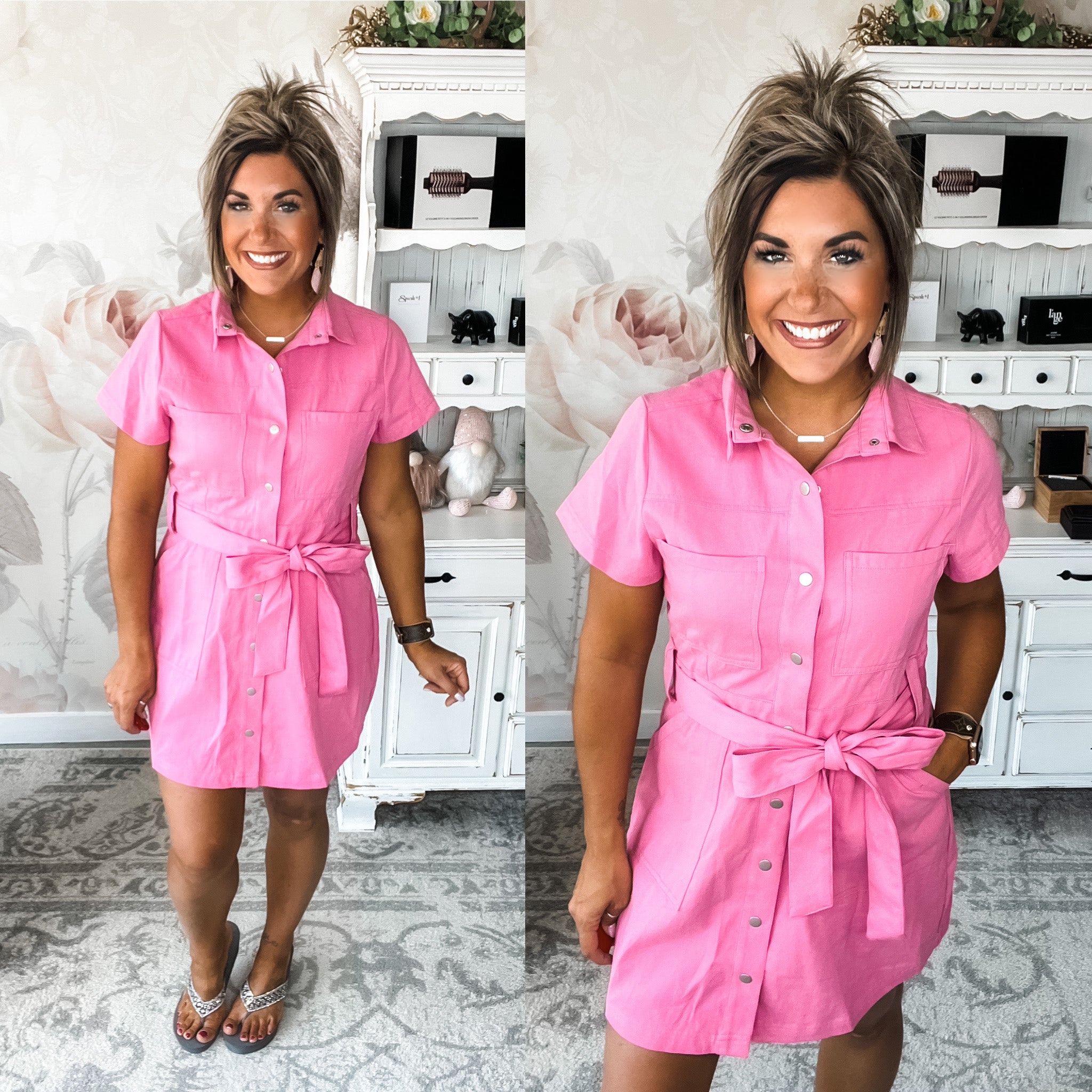 Not Stopping Me Belted Shirt Dress