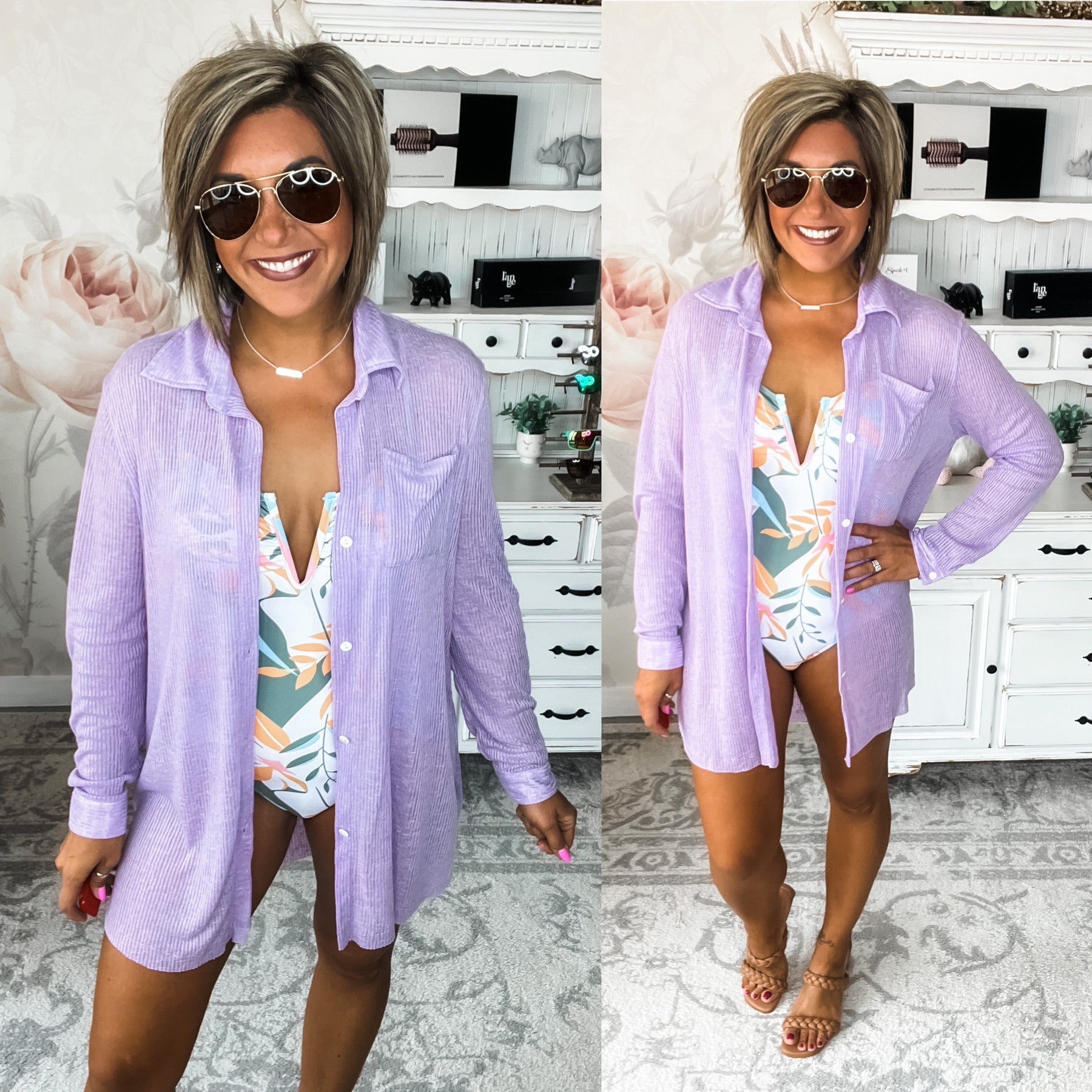 Pretty Powerful Button Down Coverup