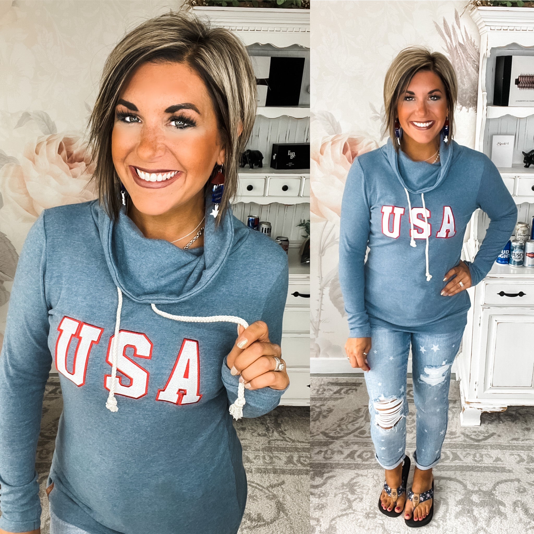 Ampersand Avenue Cowlneck Sweatshirt - Oh Say Can You See