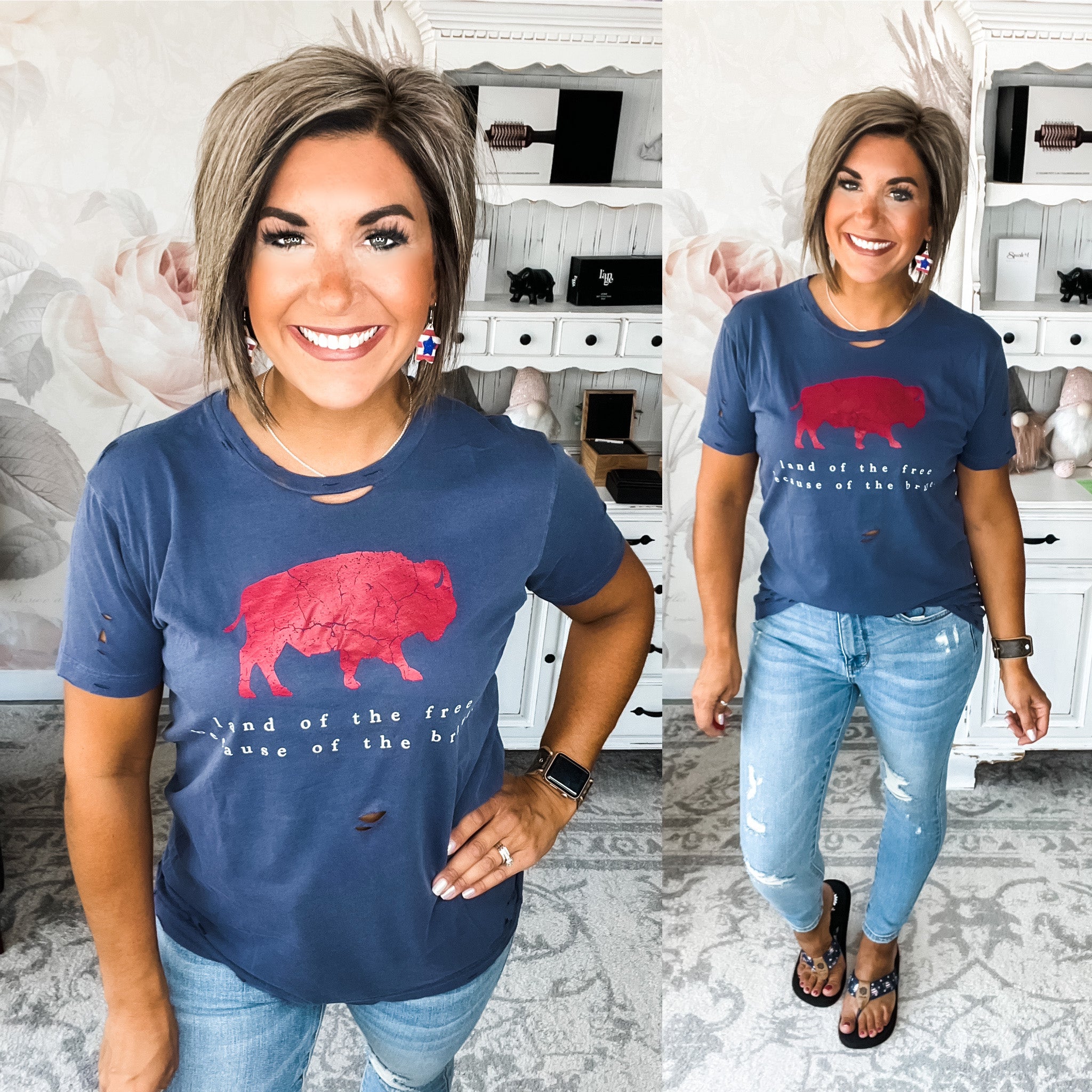 Brave Buffalo Distressed Graphic Tee