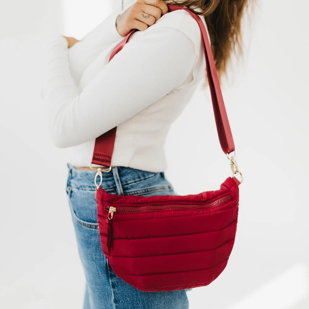 Jolie Puffer Belt Bag - Crimson Red