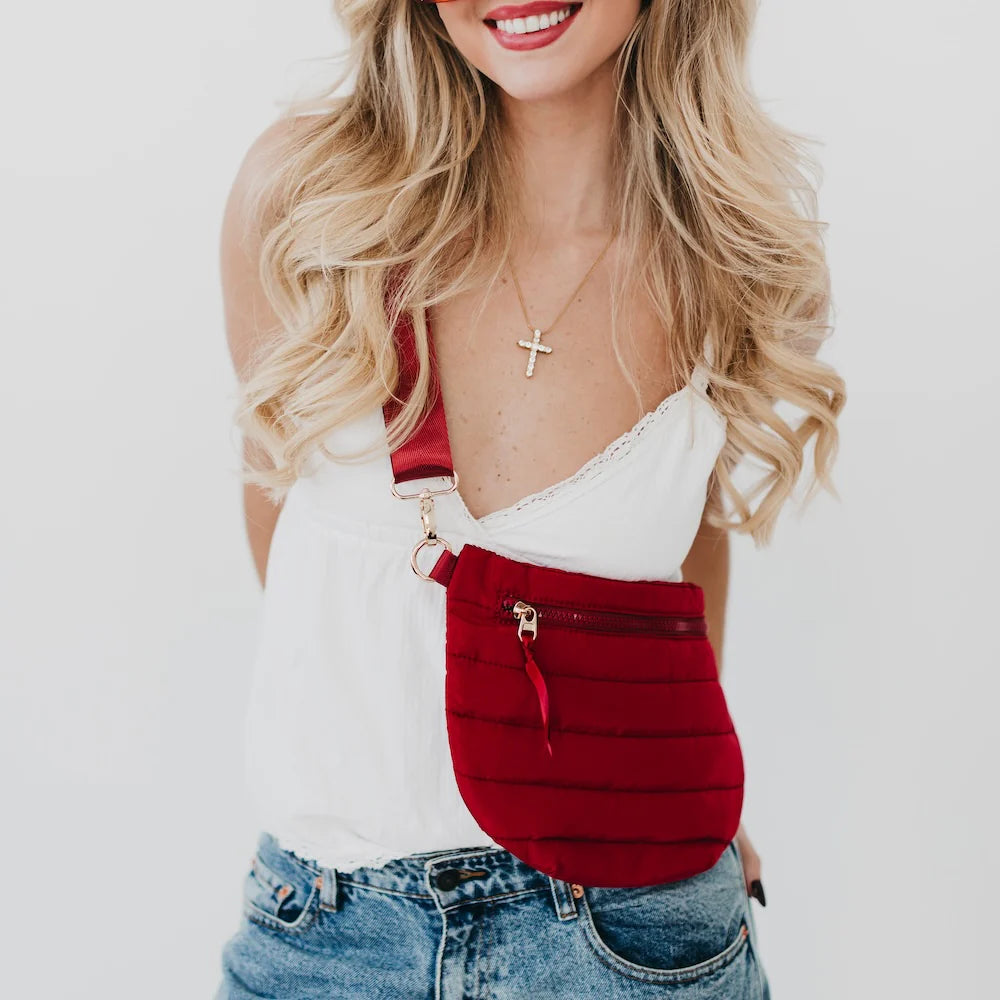 Jolie Puffer Belt Bag - Crimson Red