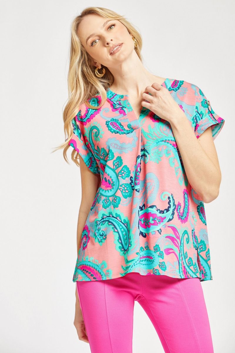 Figure It Out Top Short Sleeve - Blush Multi