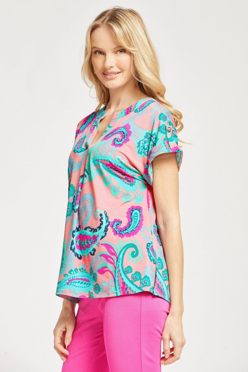 Figure It Out Top Short Sleeve - Blush Multi