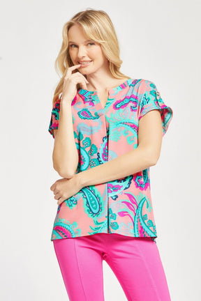 Figure It Out Top Short Sleeve - Blush Multi