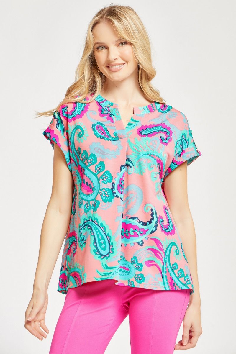 Figure It Out Top Short Sleeve - Blush Multi