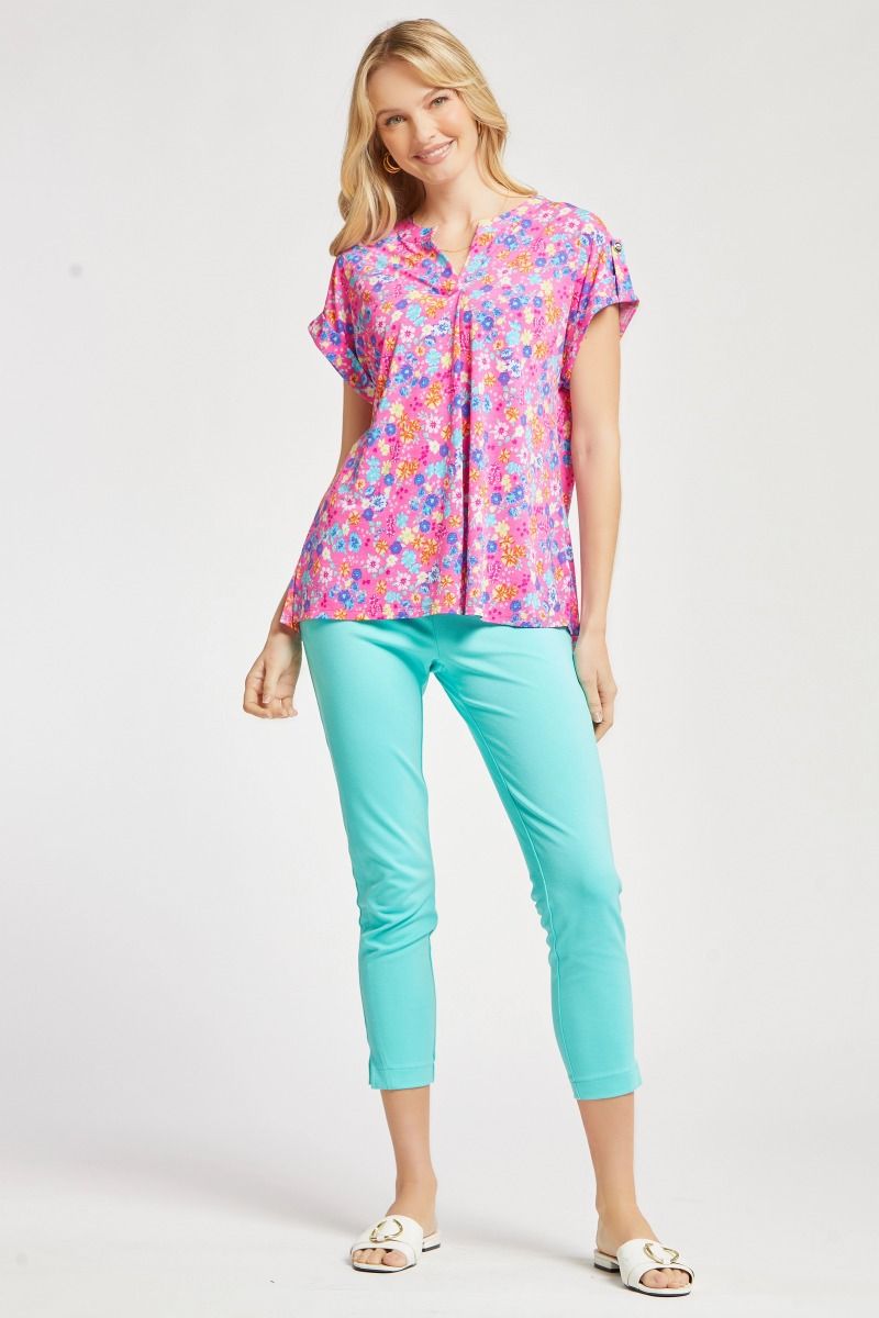 Figure It Out Top Short Sleeve - Pink Multi