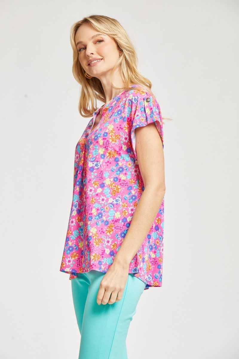 Figure It Out Top Short Sleeve - Pink Multi
