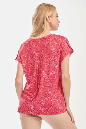 Figure It Out Top Short Sleeve - Red Pink
