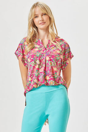 Figure It Out Top Short Sleeve - Fuchsia