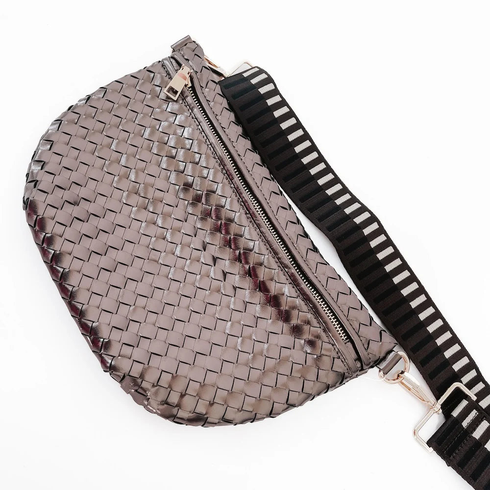 Woven Westlyn Bum Bag - Metallic Gunmetal