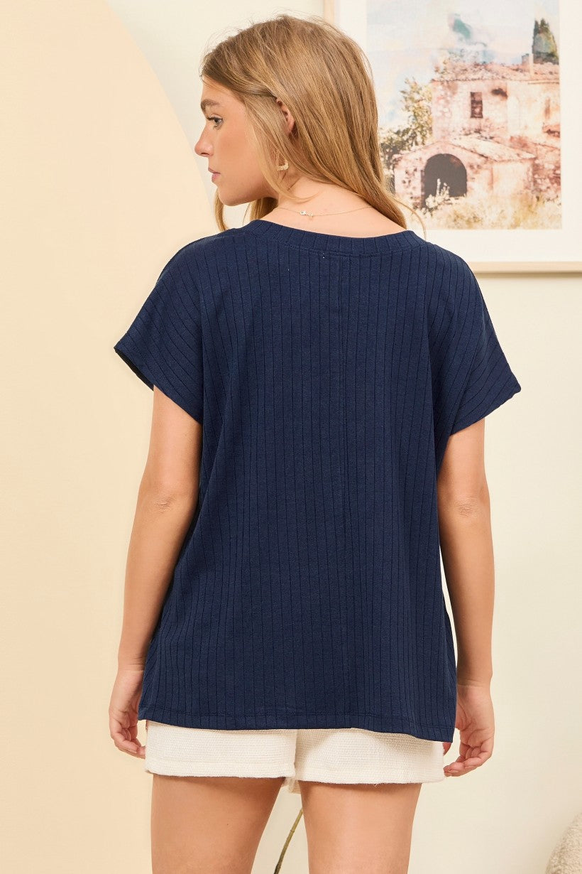 No Stories Here Top - Navy