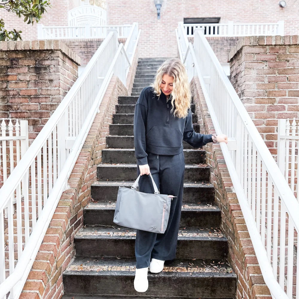 Nina Nylon Organizer Tote - Gray
