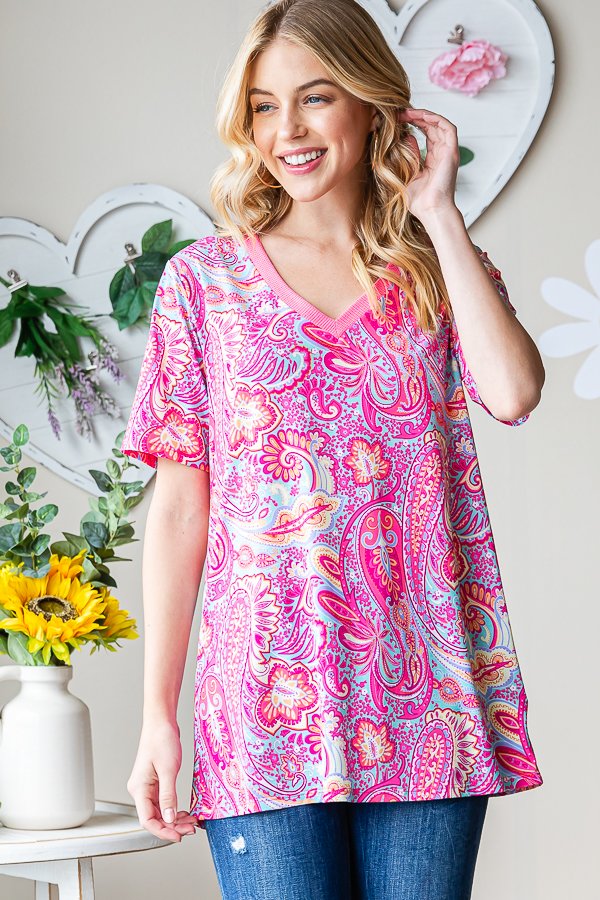 Social Graces Top - Fuchsia Multi
