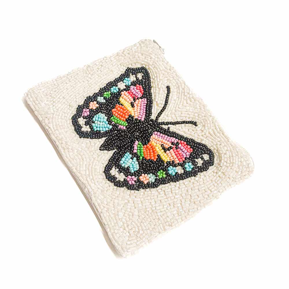 Out and About Seed Bead Coin Purse - Butterfly