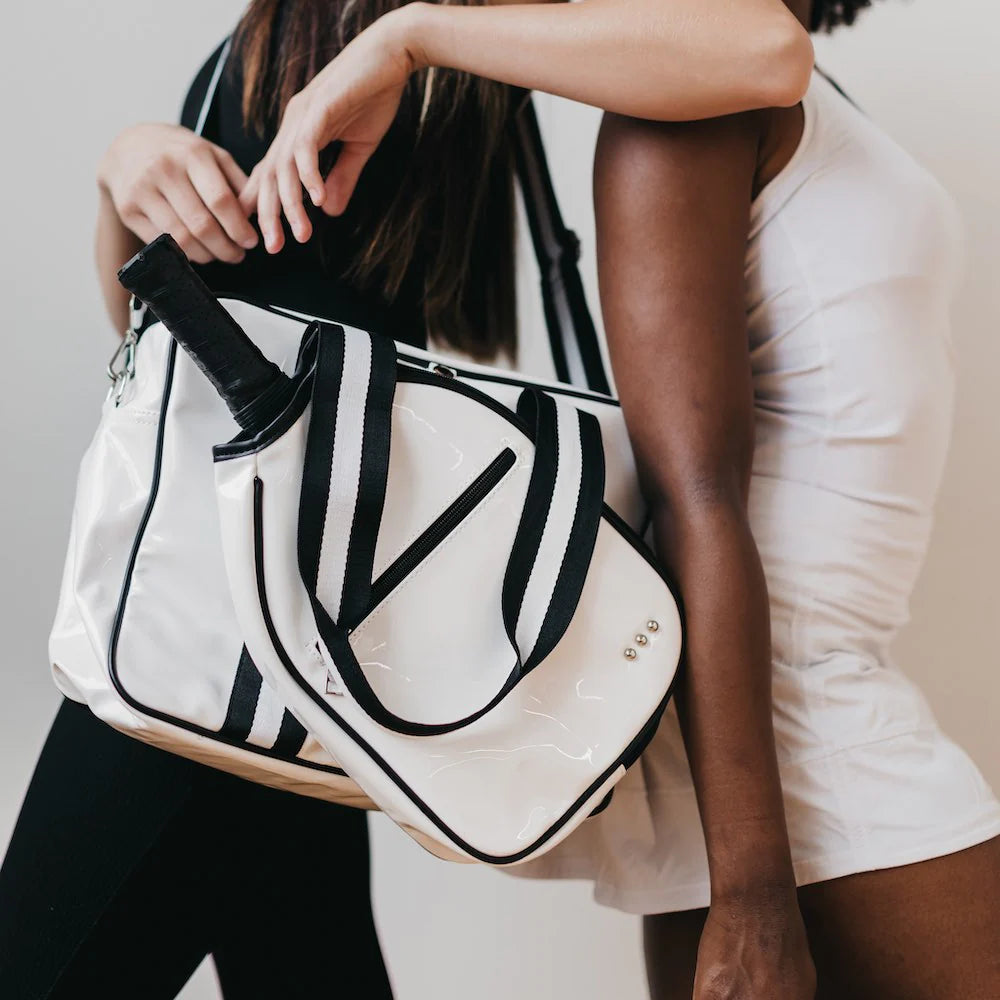 Poppy Patent Pickleball Bag - Cream