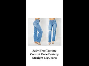 Judy Blue Tummy Control Knee Destroy Straight Leg Jeans