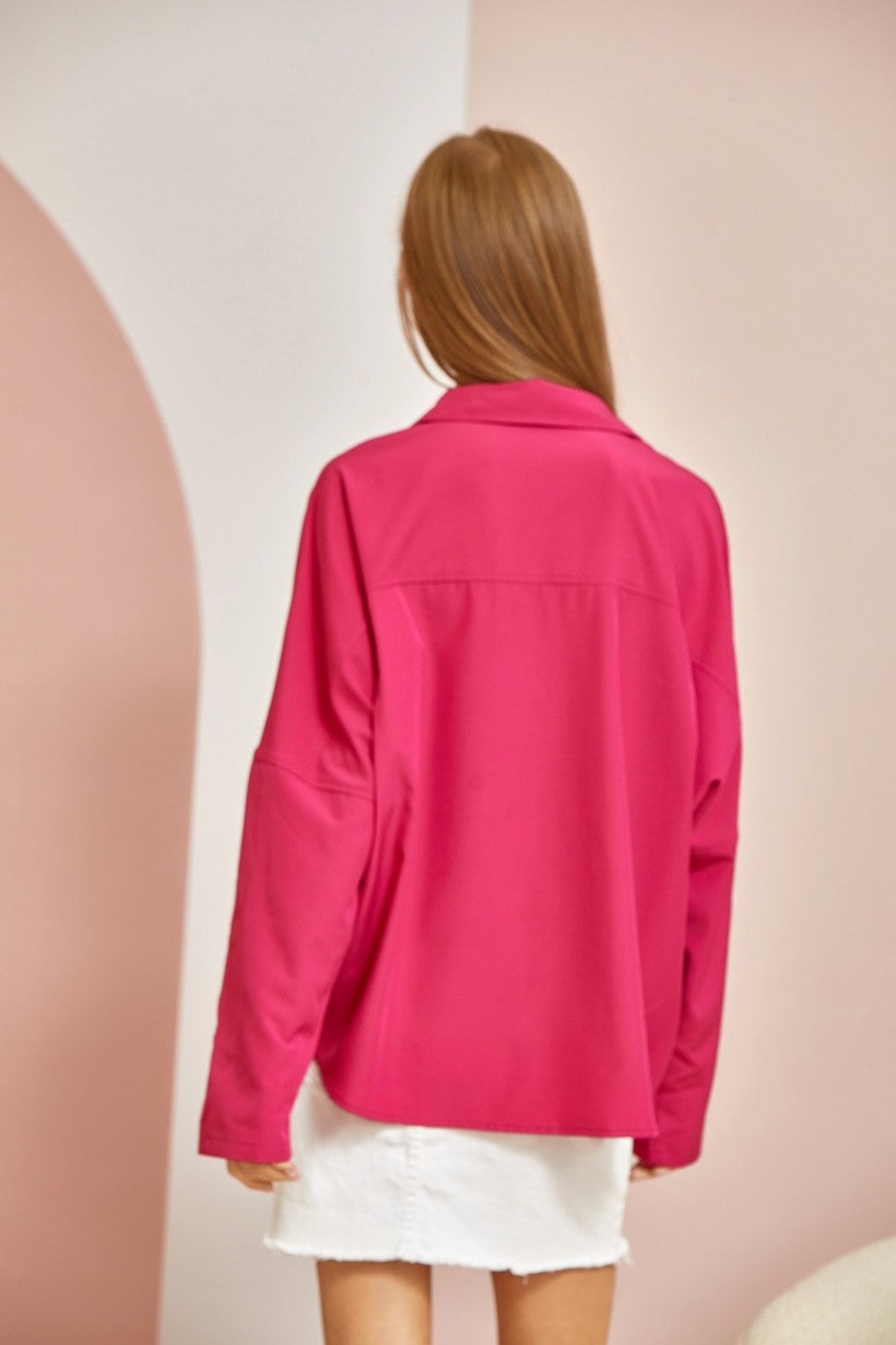 Takes Time Relaxed Button Down - Magenta