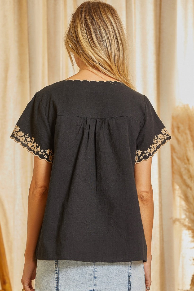 Good to See You Embroidered Blouse