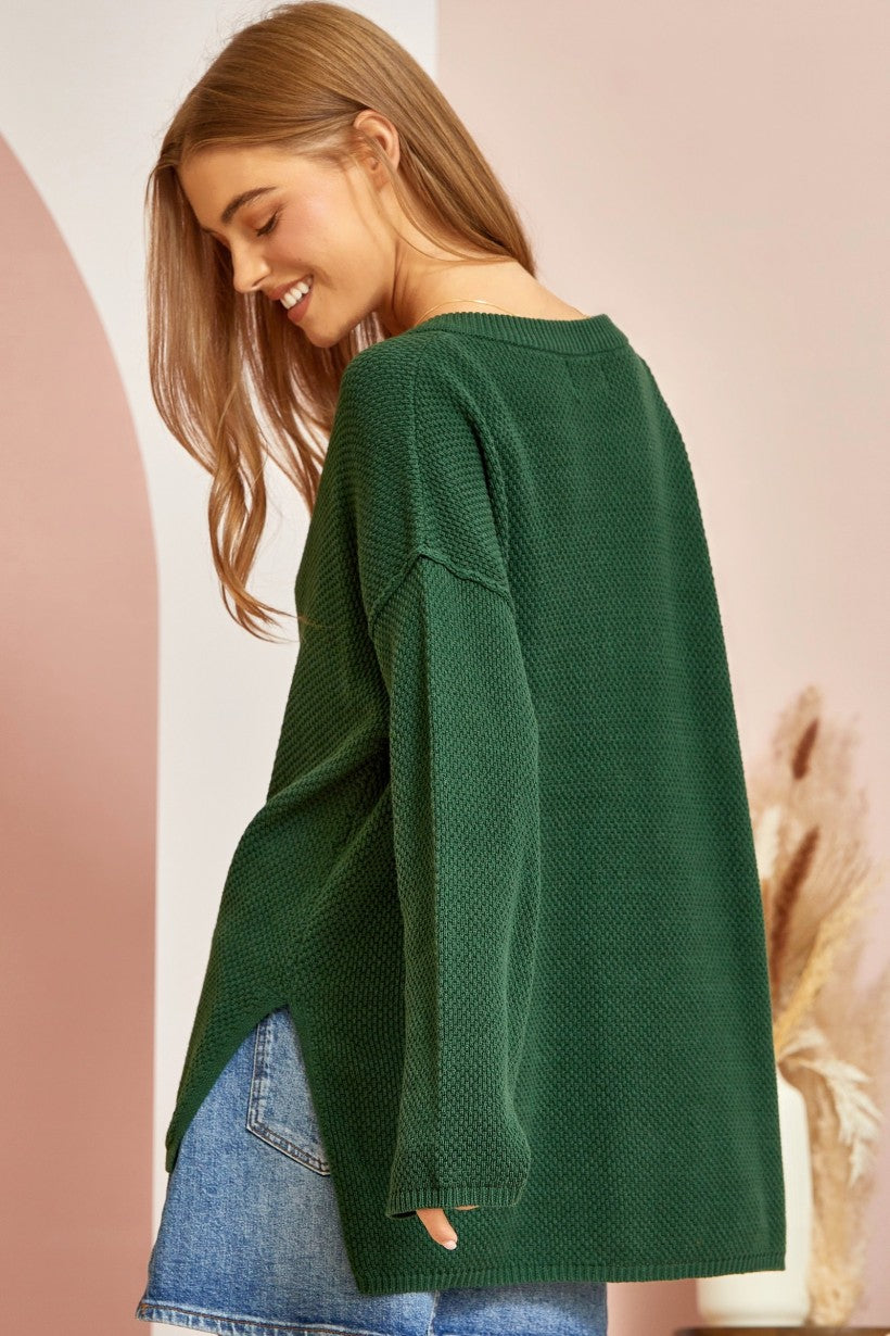 Happy Times Ahead Sweater - Hunter Green