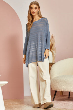 It's Worth It Tunic Sweater - Blue