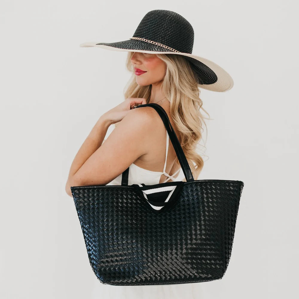 Woven Tiffany Organizer Tote - Black